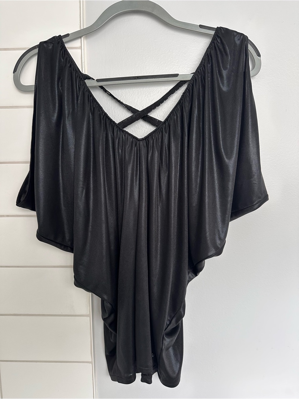 Guess by Marciano Black Shimmer Crisscross Strap Camisole